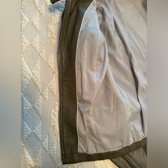 Banana Republic Lamb Leather Grey Moto Leather Jacket - Picture 4 of 15